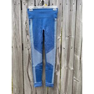 Fabletics Blue Seamless High Waisted Chevron Stripe Leggings XS